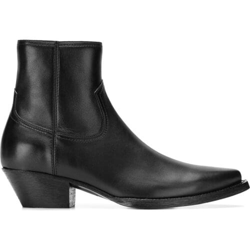 Mens Shoes Lukas Ankle Boots Black Genuine Leather Paris Street Fashion Chelsea Boots