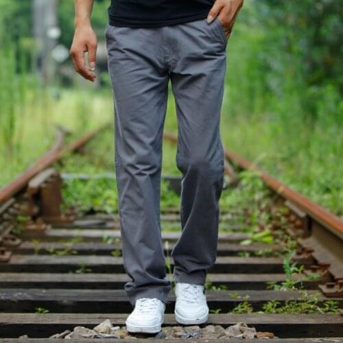 Spring and Autumn New Fashion Brand Youth Mens Casual Pants Straight Loose Large Size Workwear Pants Solid Color