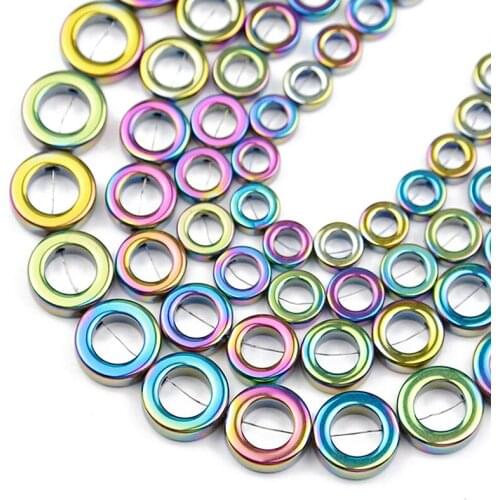 Multicolored Round Circle Hematite Beads 8/10/12/14mm Natural Stone Spacers Loose Beads For Jewelry Making Diy Bracelet Necklace