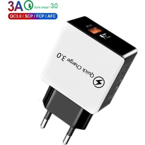 Quick Charger 3.0 USB Charger for Samsung S8 S9 iPhone 7 8 Huawei P20 Tablet QC 3.0 Fast Wall Charger US EU Plug USB Adapter