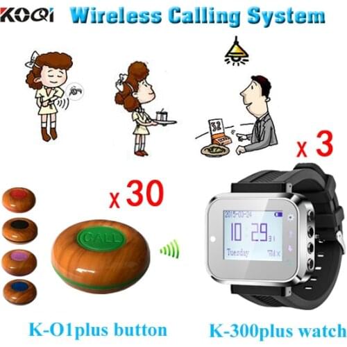 Restaurant Call Service Bell Table Bell 3 Watch Receiver with 30 Press Button Free Shipping