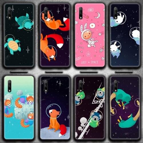 Cute Space Fox Cartoon animal Phone Case for Huawei Honor 30 20 10 9 8 8x 8c v30 Lite view 7A pro