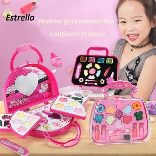 Kids Makeup Set Fashion Girl Cosmetics Box Kids Make up Toy Girl Makeup Toys For Kids Pretend Play Makeup Dress Up Princess Toys