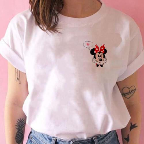 Neon Mickey Mouse Clothes Womens T-Shirts White Top Designer Vogue Italy Streetwear Summer Hipster Hip Hop Disney Dropshipping