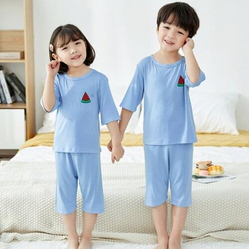Short sleeve Cotton Baby Girls Modal Pajamas Sets Children Sleepwear Baby Nightwear Pyjamas Kids Night Suit Summer Teens Pajamas
