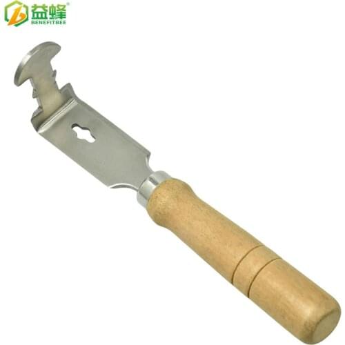 Bee Hive Cleaning Tool Stainless Steel Nest Frame Cleaning Shovel Honey Shovel Uncapping Scraper Frame Cleaning Tool with Wood
