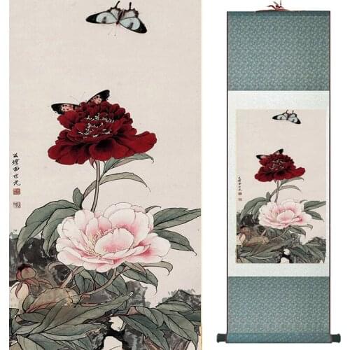 Birds and flower painting silk scroll painting traditional birds and flower painting Chinese birds19040403