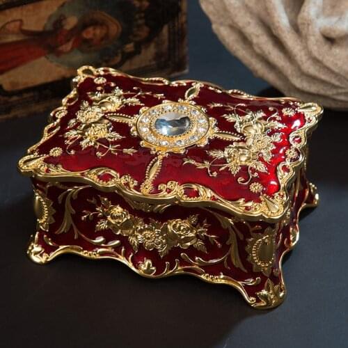Vintage Rectangle Trinket Box Jewelry Box Ornate Antique Engraved Jewerly Storage Box