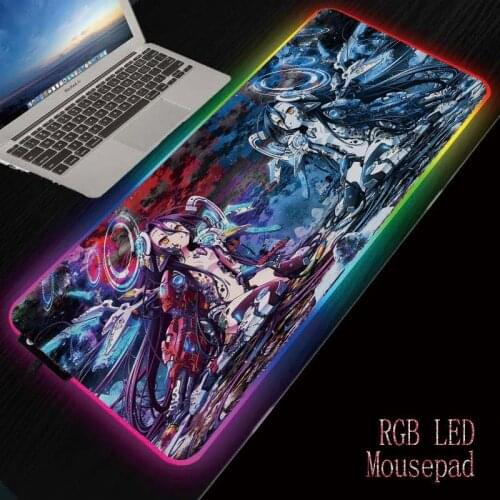 MRGBEST NO Game No Life Anime Computer Mousepad Led Backlight Keyboard Desk Mat Gaming RGB Large Mouse Pad XL XXL 90*40/80*30cm