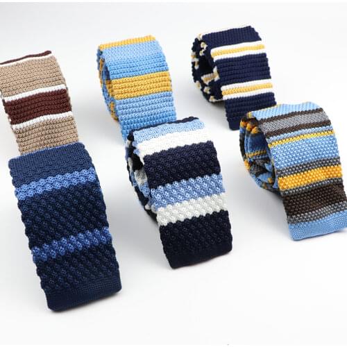Mens Striped Knit Tie Skinny Knitted Necktie Narrow 5.5cm Width Slim Dot Gravatas Classical Ties Knitting Tape Yarn Designers
