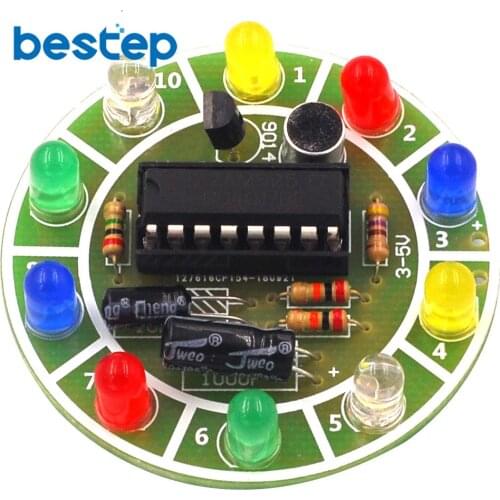 Fun 4017 Colorful Voice-activated Rotating LED Lights Circuit Board Production DIY Kit Electronic DIY Production Parts