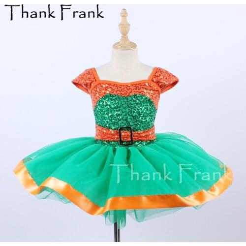 New Sequin Ballet Dress Girls Green Leotard Tutu Dresses Kids Adult Ballerina Dance Costumes Women Rave Clothes For Dancing C746