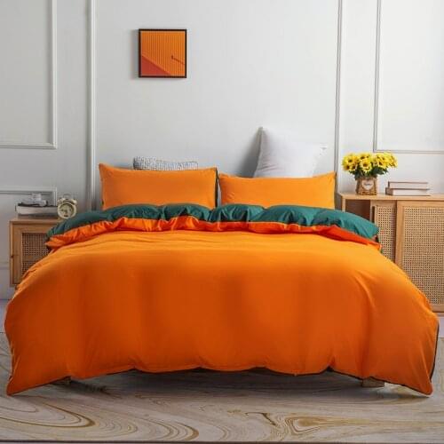 Solid Bed Linens Duvet Cover Sets Bedding Set Quilt/Comforter case Pillow Covers King Queen Full Twin Size Orange Home Textiles