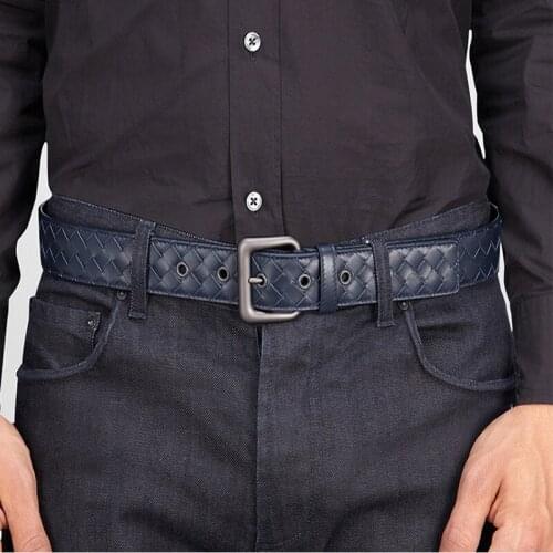 Hand-Woven Fashion Mens Belt High-End Pin Buckle Casual Business High-End Belt Young Middle-Aged Bar Party Husband Gift2021