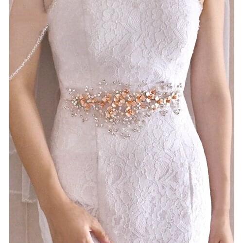 Fashion Wedding Belts Rose Gold Silver Handmade Belt Wedding Party Dresses Belt Marriage for Elegant Women Bridal Jewelry Belt