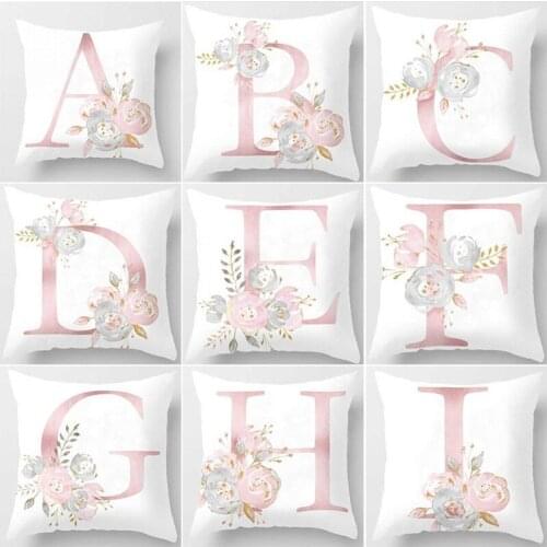 Pink 26 Letter Print Decorative Cushion Cover Wedding Party Decoration Sofa Decorative Pillow Party Supplies Living Room