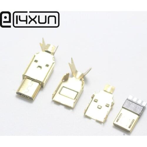 5set Micro USB 5PIN Welding Type Male Plug Connector Charger 5P USB Tail Charging jack 3 in 1 Gold-plated Parts