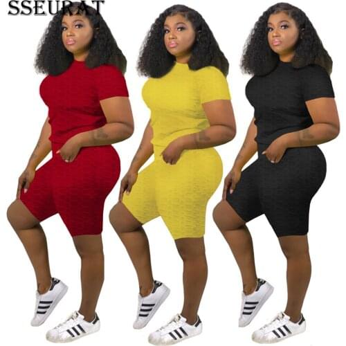 SSEURAT Women Two 2 Piece Outfits Set Tee Tops and Shorts Sport Sweatsuit Matching Set