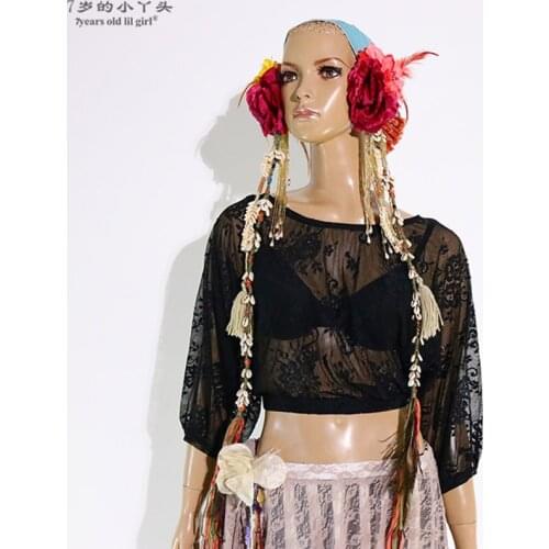 Belly Dance Top Costumes New Style Senior Sexy Lace Bat Sleeve Blouse BRR01 10