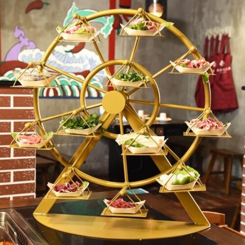 TT Creative Rotational Ferris Wheel Tableware Hot Pot Restaurant Metal Grill Swing Plate Chinese Style Personality