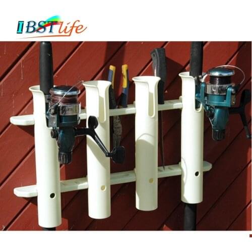 Boat Marine Yacht Kayak Vertical 4 Tube Fishing Rod Holder Organiser Pole Tube Mount Bracket Socket Rack Lure Pliers Storage