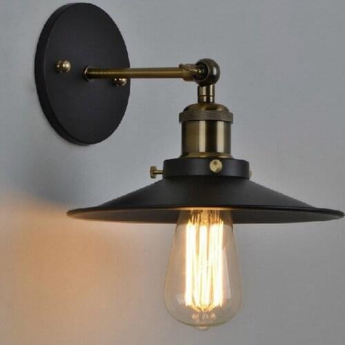 Vintage Wall Light Retro Black Umbrella Iron Art Bedroom Bathroom Kitchen Study Wall Lamp
