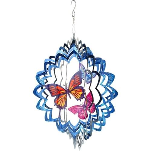 Rotating Wind Chimes Metal Wind Spinner Outdoor Garden Decoration Butterfly Catcher Windmills for Patio Lawn Ornaments