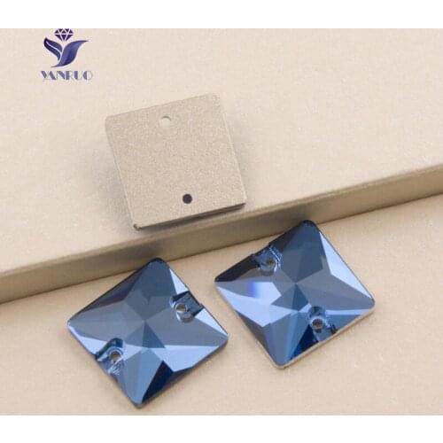 YANRUO 3240 Square Sapphire Glass Strass Rhinestones Glass Crystal Sewing Dress Accessories For Jewelry