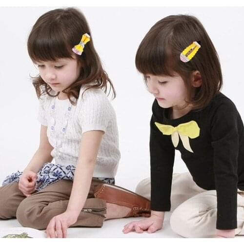 Pencil Hair Clips Back to School Shining Hair Bow Yellow Color Hearwear Hairclips for Girls Metal Barrettes Bow Hair Accessories