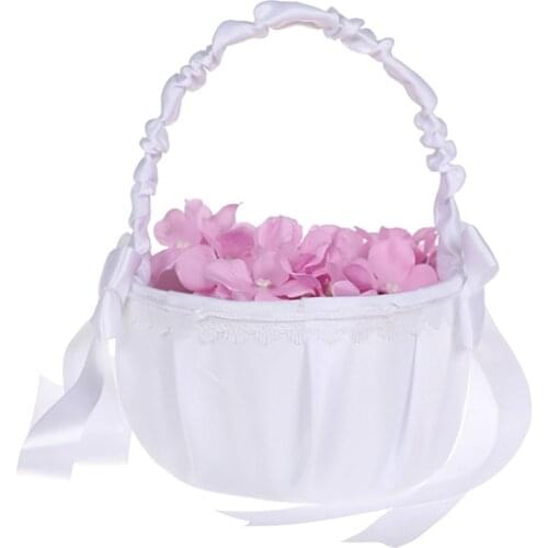 Hand-woven Flower Basket Lace Decorative Wedding Flower Girl Basket Petal Basket Fruit Basket Wedding Ceremony Party Supplies #0