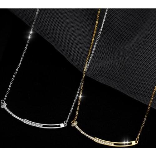 Hot Sale 925 Sterling Silver AAA Zircon Diamond Smile Necklaces Simple Design Fashion Women Jewelry Wedding Party Gift