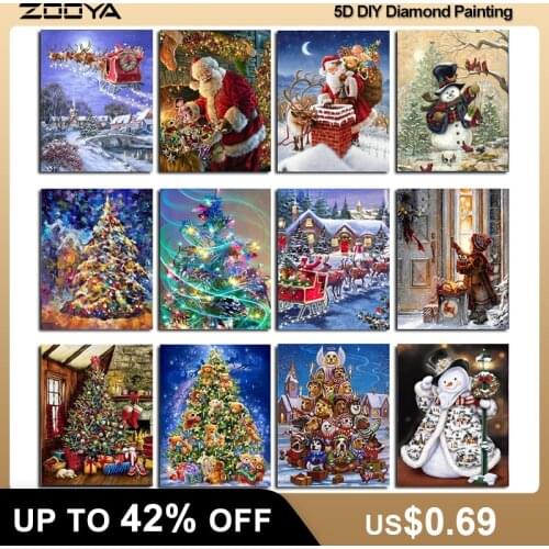 ZOOYA DIY 5D Diamond Painting Christmas Snow Full Square Diamond Painting Winter Scenery Diamond Embroidery Mosaic Painting SD02