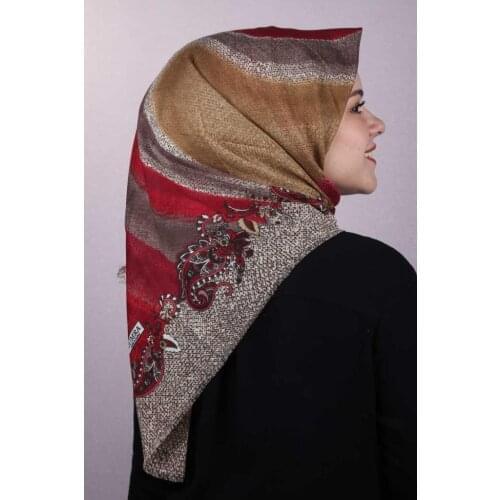 ZÜMRA PATTERNED LINEN FLAMLI SCARF-DESEN-01-RENK-08