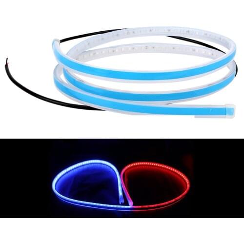 1.2m 12V Auto Ambient Light Tail Light Car Door Warning Light Car Strobe Light Atmosphere Lamp 168 LED Light Strip Red&Blue