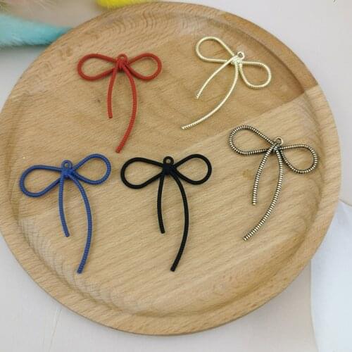 10pcs Big Size Bow Tie Enamel Charms DIY Jewelry Accessories Metal Pendants Fit Earrings Bracelet Floating Dangle 36*44mm