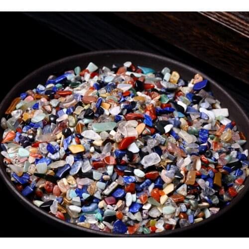 100g Natural crystal macadam granule Agate white crystal powder obsidian granule colorful crystal healing decoration