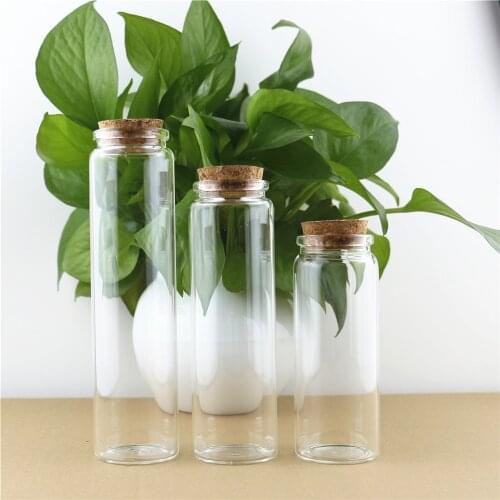 12PCS/lot 150ml/200ml/240ml Glass Bottles with Cork Stopper Spice Candy Bottle Jars Glass Container
