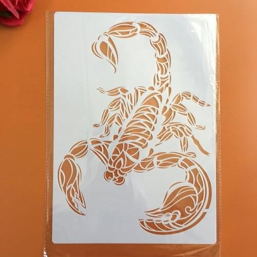 A4 29 *21cm animal Scorpion DIY Stencils Wall Painting Scrapbook Coloring Embossing Album Decorative Paper Card cake Stencil
