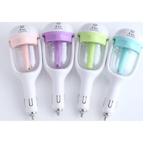 12V Mini Car Aroma Diffuser Car Steam Humidifier Oil Air Purifier Essential Creator Mist Aromatherapy 25ml/h 001 Sky Blue/Purple