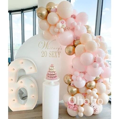 Pastel Pink Peach Gold Balloon Garland Adult 20th Birthday Decoration Bride to Be Wedding Engagement Balloons Arch Kit
