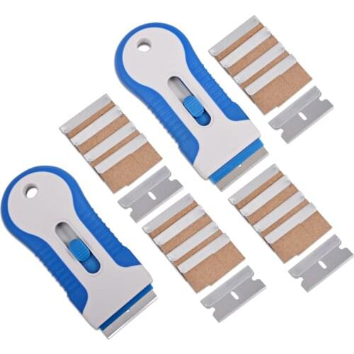EHDIS 2pcs Razor Clean Scraper Vinyl Film Wrapping Sticker Remove Squeegee Carbon Steel Blades House Oven Rust Car Cleaning Tool