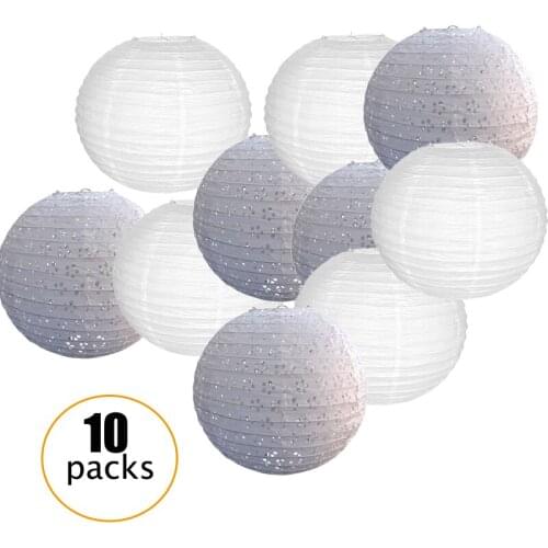10 Pcs/set White Eyelet Hollow Chinese Paper Lantern Assorted Sizes Round lampion Wedding Outdoor Indoor Party Hanging Decor