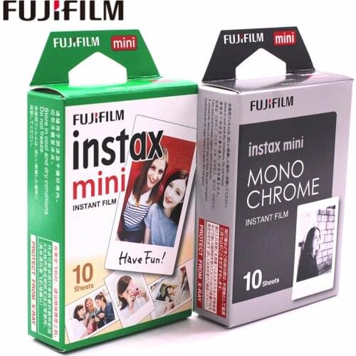 Fujifilm 10 sheets Instax Mini MONO CHROME + white edge Instant Film photo paper for Mini 8 7s 25 50s 90 9 SP-1 SP-2 Camera