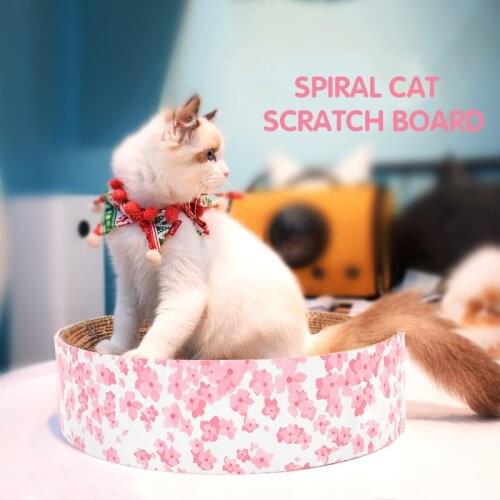 Cat Scratch Board Corrugated Round Scratcher Pot Sakura Scratching Pad Lounge Bed Cats Couch for Grinding Nail Protect Furniture