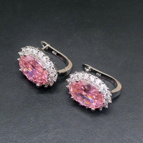 Hermosa Beautiful Pink Topaz Kunzite Zircon Genuine 925 Silver Stud Earrings Hot Sale Jewelry Gifts for Women Girls 20214406
