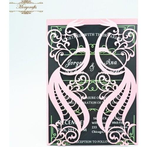 Graceful peacock design laser cut wedding card invitations