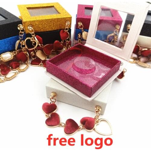 With chain eyelash box wholesale glittering box mink eyelashes case makeup 3d mink false lashes box faux packaging free logo