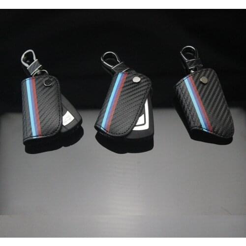 Leather Carbon Fiber Key Case Holder KeyChain Cover For F20 E46 E90 E60 E30 E36 E39 F30 F34 F10 F20 E53 E87 E70 E71 X5 X3 M3 M5