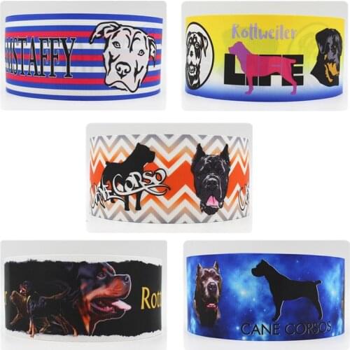 Q&N ribbon 16mm 22mm 25mm 38mm 50mm 75mm dog printed grosgrain ribbon webbing 50yards/roll for hair tie free shipping