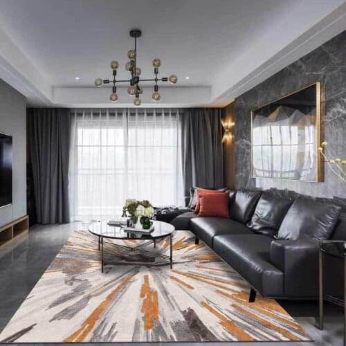 Fashion Modern Art Abstract Blooming Gray Orange Yellow Living Room Bedroom Bedside Carpet Floor Mat Customization